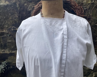 Antique French pure cotton nightdress with embroidery and lace.