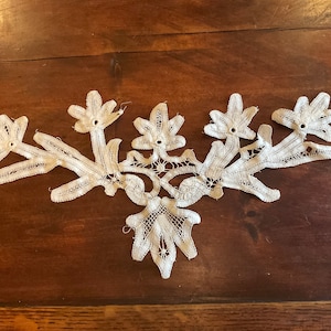 Antique french large handmade lace embellishment circa 1900’s