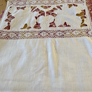 Antique French handmade lace curtain panel with handmade lace edging made using many skills just exquisite really fine detailed work