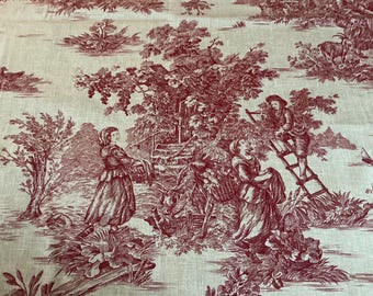 French ‘Pastorale’ design Toile de Jouy linen fabric