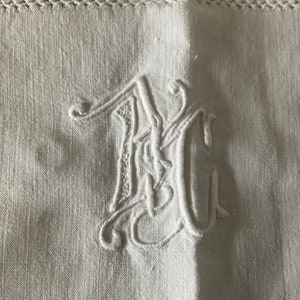 A superb antique monogrammed french pillowcase / sham just exquisite workmanship