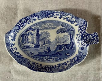 スポード ブルーイタリアン ダイヤモンド型皿 ブラックスタンプ ブルー