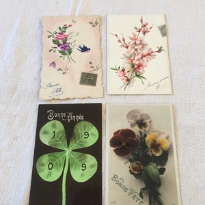 Original antique french postcards 1900-1920’s various scenes set of 4 just absolutely fabulous