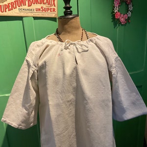 Antique french hemp linen monogrammed nightdress