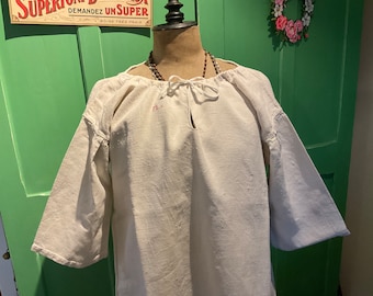 Antique french hemp linen monogrammed nightdress
