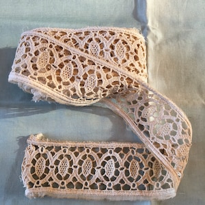 Bordure vintage en dentelle faite main, longue longueur 160 pouces, beau travail