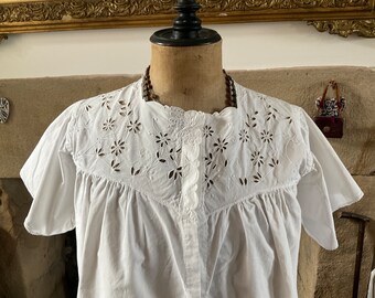 Very sweet Antique French hand embroidered blouse