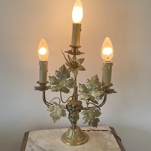 Antique french 19th C  church/Chateau chapel harvest three armed candlestick,Candleabra.