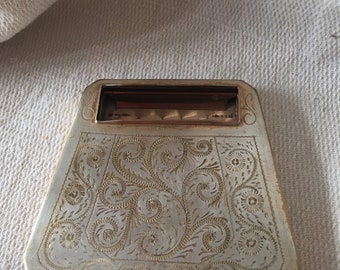 Antique french Art Deco Corona Paris powder compact with ornate front