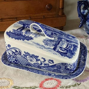 Spode Blue Italian Cheese dish with plate.
