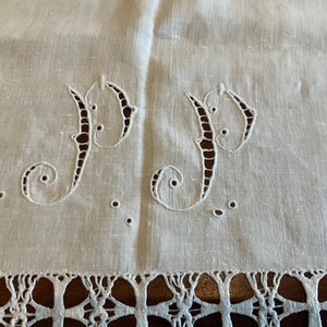 Superb vintage french linen and lace sheet and pillowcase
