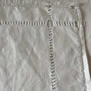Antique  French intricate handmade tray / small table cover with ornate ladder stitch just exquisite