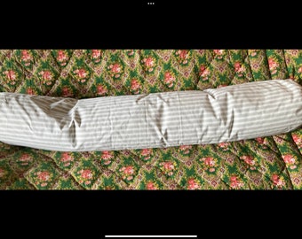 large vintage french ticking fabric bolster cushion