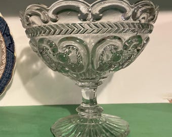 Vintage geriffelte Glas Bowleschüssel-Sockelbasis oder wählen Sie gepresste Glas-Sockel für Bowleschüssel. Bowle seperat erhältlich