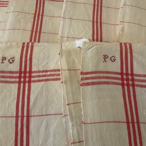 Vintage french monogrammed striped check torchon/teatowel,twelve available