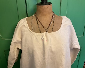 Antique French hemp linen monogrammed nightdress 1900’s