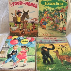 Set of four vintage french children’s books pages have cut out windows really superb absolutely adorable beautiful pictures