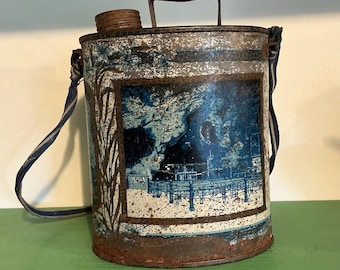 Antique French ‘souvenir de Lourdes’holy water canteen/flask,early 1900’s.