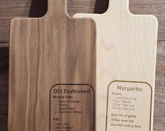 Drink recipe cutting board