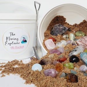 Crystal Bucket 4 lbs or 1 lb  | Mining Bag, Mystery Crystal, Raw, Tumbled, Miner's Bucket, Carvings, Birthday, Gift