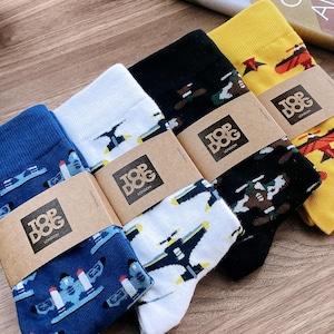 Airplane Socks Pilot Captain Aircraft Lover Socks, Mens Crew Socks, Perfect Christmas Gift for Men, Groomsmen Socks