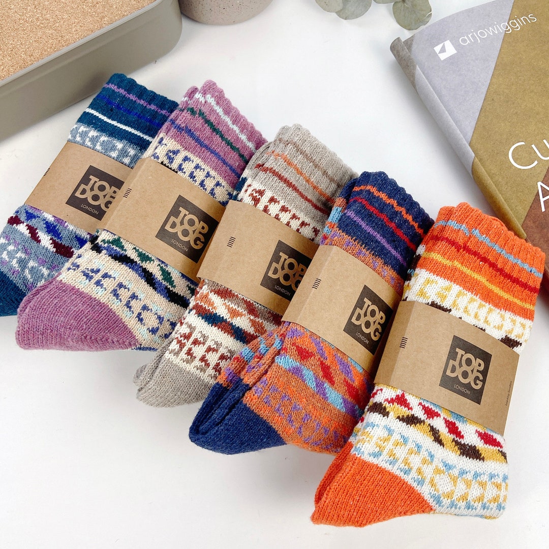 Wintern Pattern Socks Nordic Wool Socks: Winter Patterned Warm Boots Socks, Christmas ...
