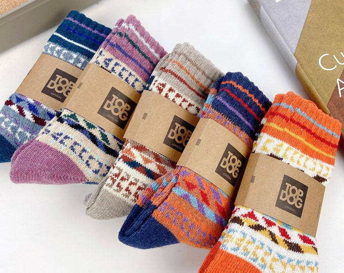 Nordic Wool Socks: Winter Patterned Warm Boots Socks, Christmas Stocking Filler