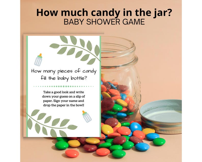 Downloadable Baby Shower Games | Candy in a Bottle Babyshower Game ...