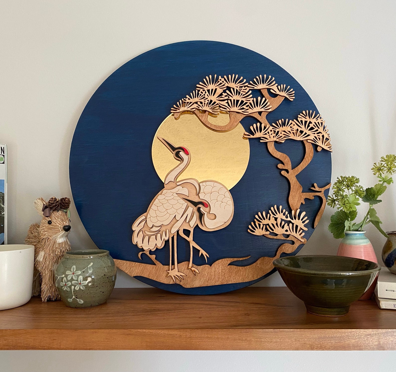 Japanese Crane Art / 3D Japanese Crane Art / Asian Wall Decor Etsy