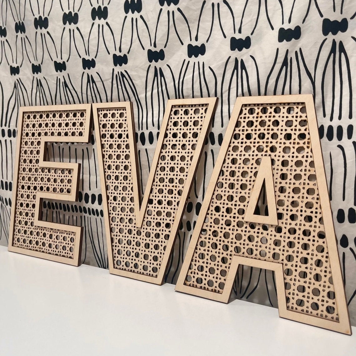 Faux Rattan Letters // Rattan Letters // Wooden Letters // Etsy