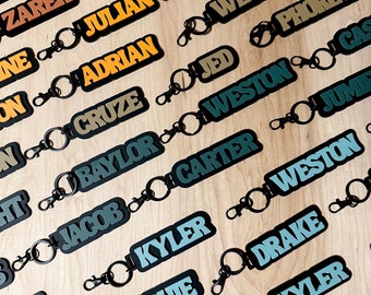 Retro Backpack Tag, Matte Acrylic Keychains, Boy Keychains, Dark Neutral Keychains, Kids Keychains, Boys Bag Tags