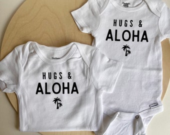 Hugs & Aloha Baby Onesie//Hawaii Baby Onesie//Hawaiian Baby Clothes//Baby Onesie
