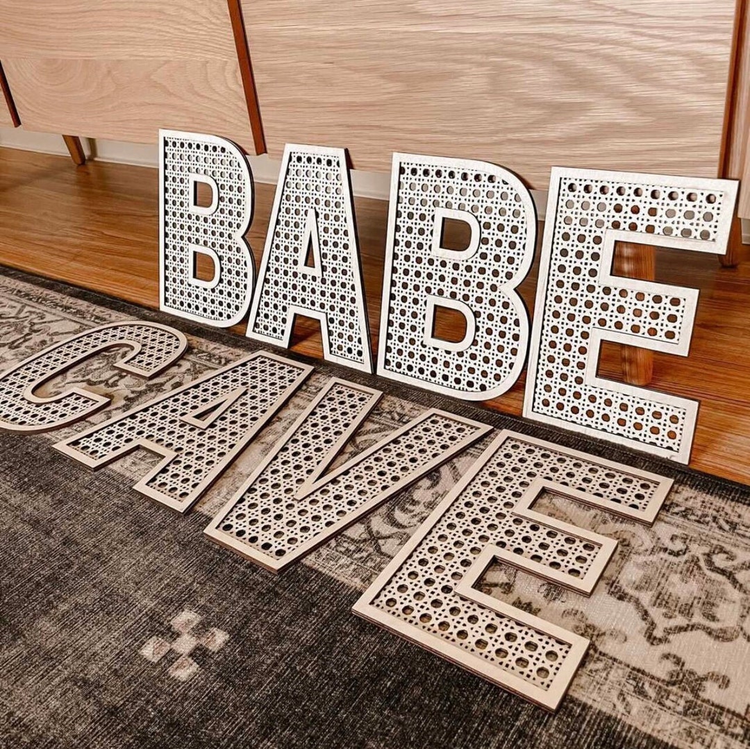 Faux Rattan Letters // Rattan Letters // Wooden Letters // Boho Wooden