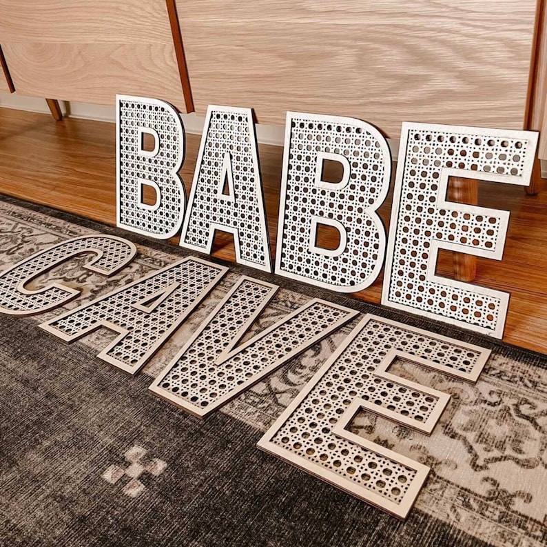 Faux Rattan Letters // Rattan Letters // Wooden Letters // Etsy