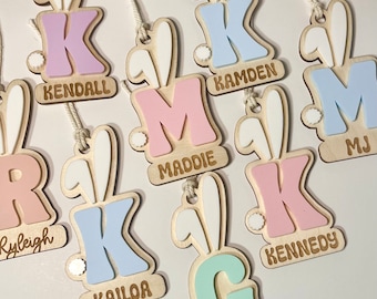 Bunny Basket Tag, Bunny Initial Tag, Bunny Name Tag, Kids Easter Basket, Acrylic Name Tag, Easter Basket Tag, Easter Tag, Bunny Tag,