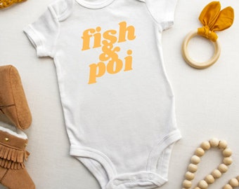Fish & Poi Baby Onesie//Hawaii Baby Onesie//Hawaiian Baby Clothes//Baby Onesie