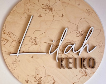 Baby Girl Nursery Sign // Nursery Sign // Floral Name Sign // Baby Name Sign // Girl Name Sign