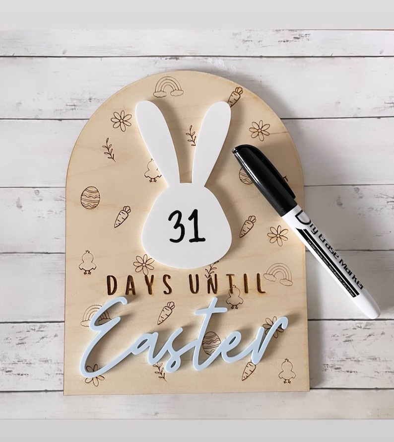 Easter Countdown Bunny and Egg Erasable Sign SVG File | Easter Bunny ...