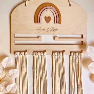 Boho Bow Hanger/Rainbow Bow Hanger/Bow Storage Hanger/Hair Clip Storage/Baby Shower Gift/Girl Room Decor/Girl Birthday Gift/Nursery Decor