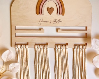 Boho Bow Hanger/Rainbow Bow Hanger/Bow Storage Hanger/Hair Clip Storage/Baby Shower Gift/Girl Room Decor/Girl Birthday Gift/Nursery Decor