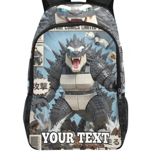 Plecak Monster, torba miejska streetwear, plecak z motywem gigantycznego stworzenia, awangardowa odzież męska, akcesoria graficzne