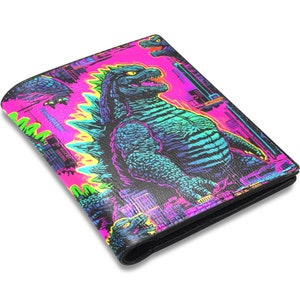 Cartera de piel sintética con diseño de cómics retro de monstruos japoneses Godzilla Kaiju Gojira Art Cartoon