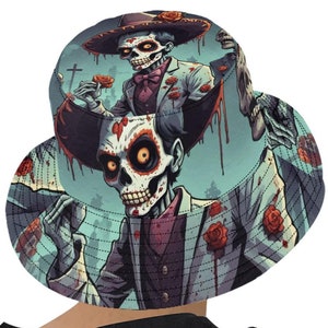 Bucket hat bucket hats for women Día De Los Muertos Chicano Mexico