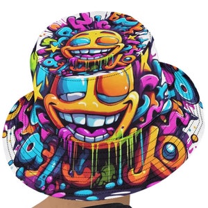 Bucket hat bucket hats for women Emoji Graffiti Cartoon