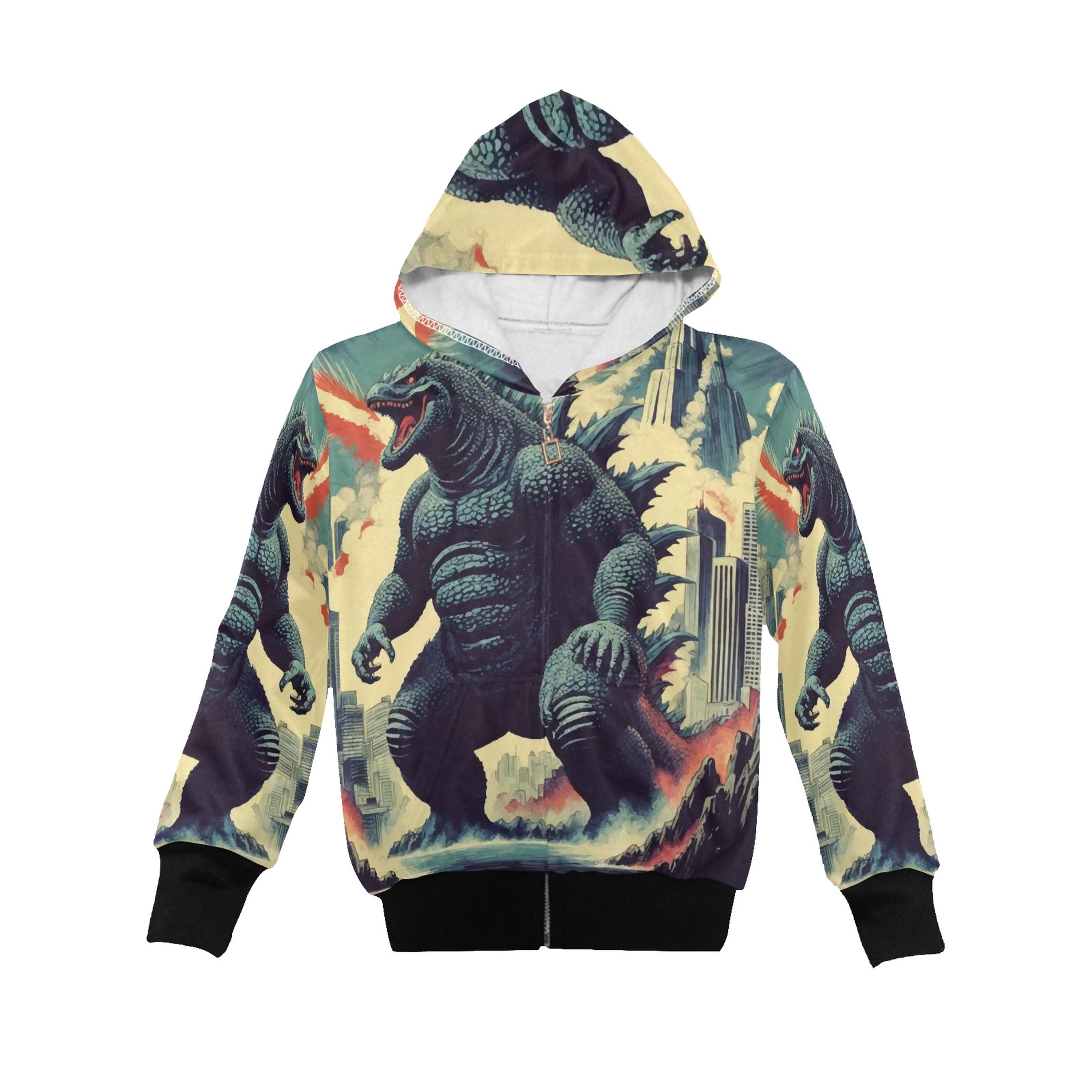 Hoodie With Zipper Boys Kids Godzilla Kaiju Gojira Retro - Etsy