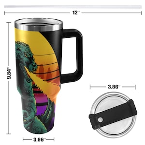 Stainless Steel Tumbler 40 oz Godzilla Gojira Kaiju Cartoon Comics Retro MonsterBecher Vintage with Handle Godzillas
