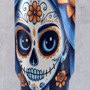 Stainless Steel Mug Coffee 40oz Sugar Skull Día De Los Muertos Mug Day of the Dead La Catrina Mexico Mug Chicano Calavera Skulls