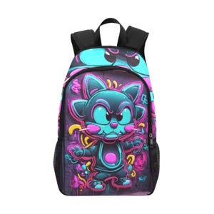 Backpack School Backpack With Mesh Pockets Handbag Bag Graffiti Cartoon
