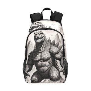 Mochila escolar tipo cartera con bolsillos de malla, bolso de mano con diseño de lápiz y dibujos animados de Godzilla, Gojira Kaiju