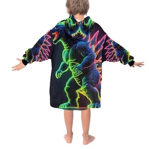 Kinderen Deken Hoodie Godzilla Gojira Kaiju deken kunst Comics Retro Neon Cartoon Godzillas